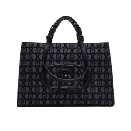 BORSA LIU JO DONNA SHOPPING BAG L TOTE JACQUARD NERO 40X15X28CM AF4245 T6438 Y9679