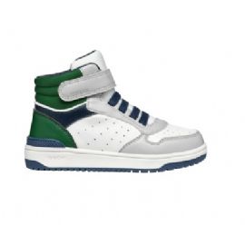SNEAKERS GEOX BAMBINO  J WASHIBA B - GEOBUCK+LYCRA LT GREY/DK GREEN 28>35 J46LQB 05415 C1L3X/A