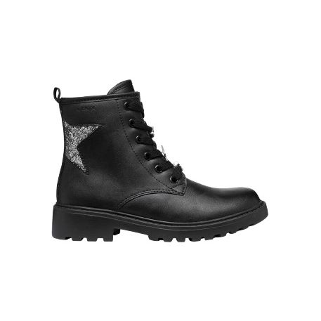 STIVALETTI GEOX BAMBINA J CASEY G. G - SINT+TESS.GLIT  BLACK/DK SILVER 37>39 J9420G 054EW C9244/B