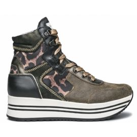 SNEAKERS ALTE NERO GIARDINI DONNA PELLE MILITARE I013293D/510