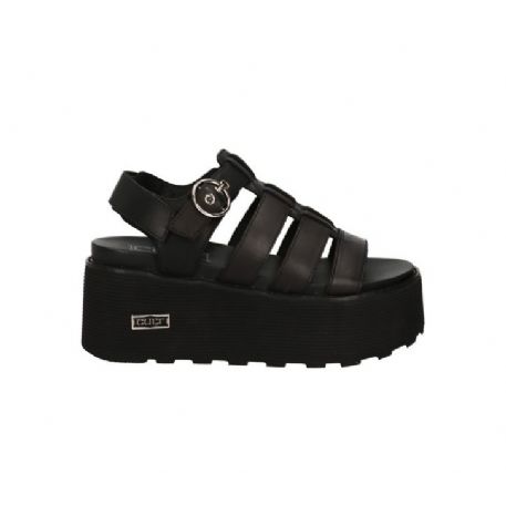 SANDALO CON ZEPPA CULT DONNA NANCY 4488 SANDAL W LEATHER BLACK CLW448800