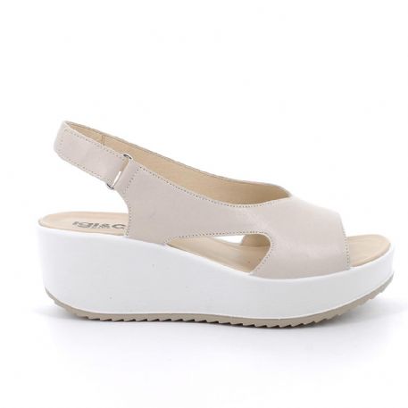 SANDALO CON ZEPPA IGI&CO DONNA CAPRA TAMPONATA PANNA 7666033