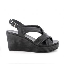 SANDALO CON ZEPPA IGI&CO DONNA  SI.NAPPA BOTTAL NERO ZEPPA 7,7CM  7671100