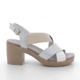 SANDALO CON TACCO IGI&CO DONNA VIT.LAM.FOG/CAP ARGENTO/BIANCO TACCO 6,8CM 7674155