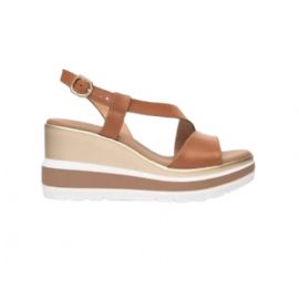 SANDALO CON ZEPPA NEROGIARDINI DONNA ARMENIA COGNAC POLI.USSITA E513520D/329