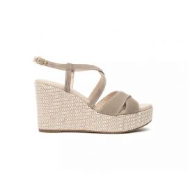 SANDALO CON ZEPPA NEROGIARDINI DONNA VELOUR CRETA PU.MALFA  E513570D/451