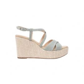 SANDALO CON ZEPPA NEROGIARDINI DONNA VELOUR ASPARAGO PU.MALFA E513570D/514