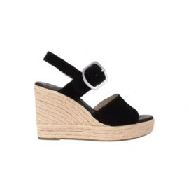 SANDALO CON ZEPPA NEROGIARDINI DONNA VELOUR NERO PU.LINDE RICO E513590D/100