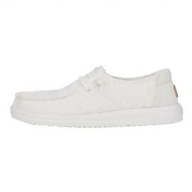 MOCASSINO HEY DUDE DONNA WENDY CROCHET LACE WHITE SLIP-ON HD.43112/100