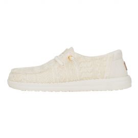 MOCASSINO HEY DUDE DONNA WENDY CROCHET LACE WHITE/GOLD SLIP-ON HD.43112/19B