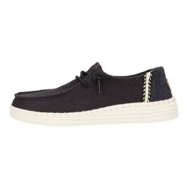 MOCASSINO HEY DUDE DONNA WENDY ESPANDRILLE WOVEN BLACK SLIP-ON HD.43681/001