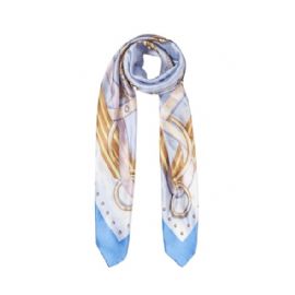 FOULARD  LIU JO DONNA STOLA STRIPED TAPE BLU 120x120CM 2A5041 T0300 73936