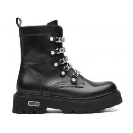 ANFIBIO CULT DONNA SLASH 4583 MID W LEATHER BLACK/SILVER CHAIN CLW458300