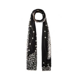 FOULARD LIU JO DONNA ECS STOLA PEARLS ANIMAL BLACK 70X180 2F5081 T0300 22222