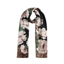 FOULARD  LIU JO DONNA STOLA FLOWER ANIMALIER BLACK 70X180 2F5077 T0300 22222